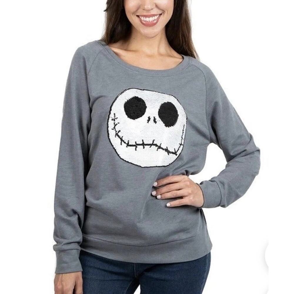 The Nightmare Before Christmas Sequin Sweatshirt Jack Skeleton Size L